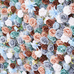 A7823 Blue Brown Rose Wedding Backdrop Decor Cloth Curtain Flower Wall
