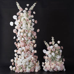 A8796 White Pink Wedding Background KT Board Rose Baby Breath Delphinium