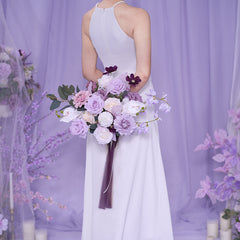 A865307 Purple Series Bridal Flower Bouquet Wedding Floral Arrangement