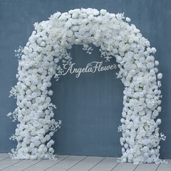 A8625 White Rose Flower Row Decor Wedding Backdrop Frame Arch