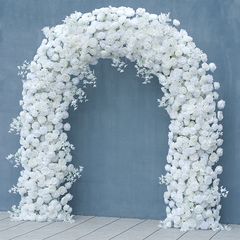 A8625 White Rose Flower Row Decor Wedding Backdrop Frame Arch