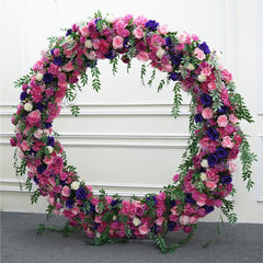 A7882 Purple Rose Baby Breath Hanging Flower Row Wedding Backdrop Arrangement