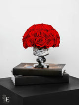 Preserved Red Rose in Marble Vase: Handmade Floral Decor