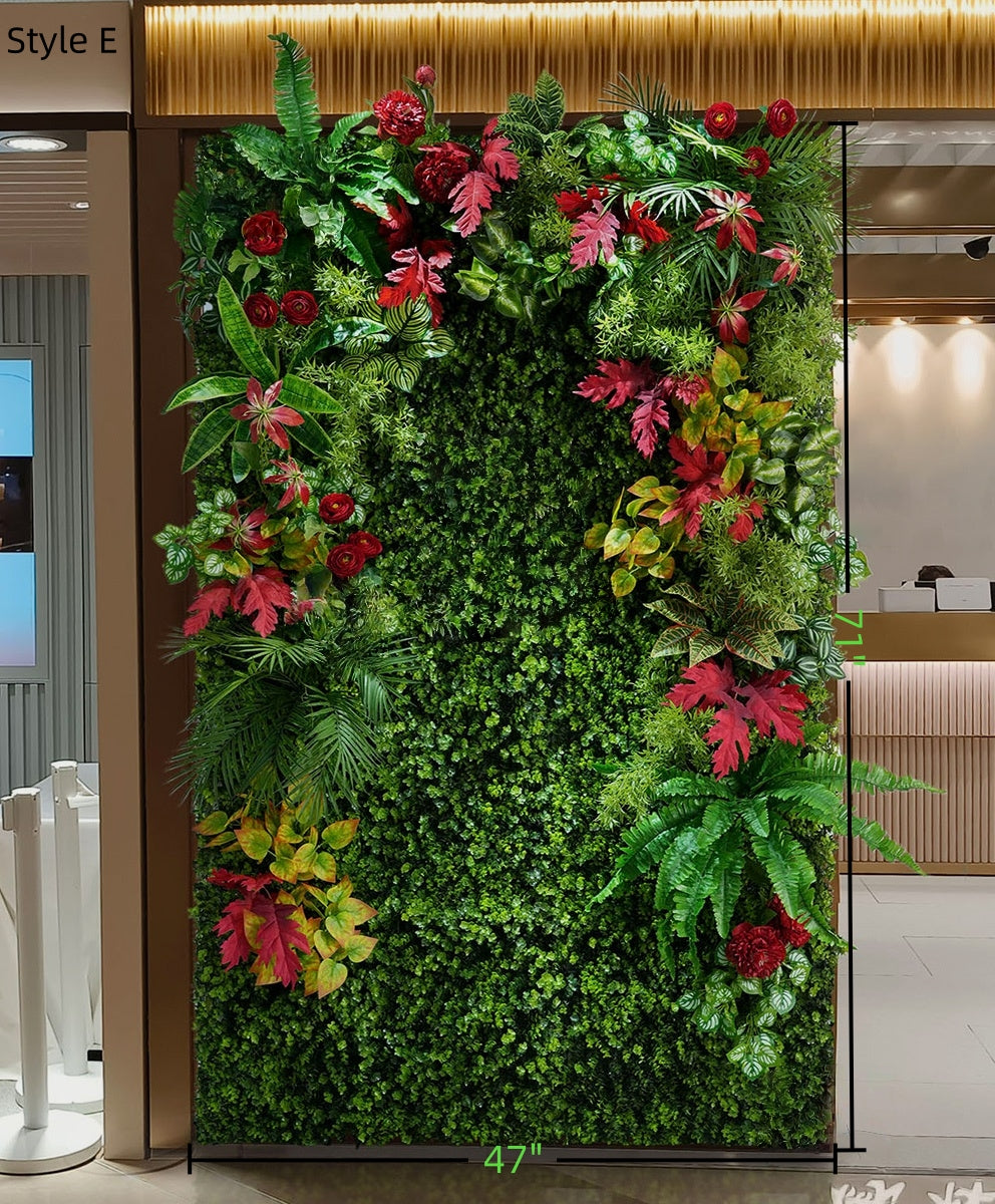 Three-Dimensional Artificial Green Plant Walls, For Home & Commercial Store Interior, Wall Or Door Decoration. Holiday Or Event Decoration.
