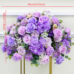A7882 Purple Rose Baby Breath Hanging Flower Row Wedding Backdrop Arrangement