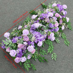 A7882 Purple Rose Baby Breath Hanging Flower Row Wedding Backdrop Arrangement