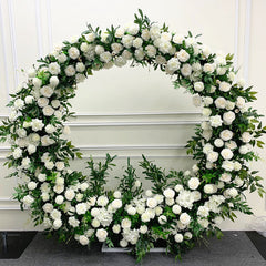 A053 A7474 Round Circle Arch With Artificial Flower Row Set Wedding Backdrop Floral Stand