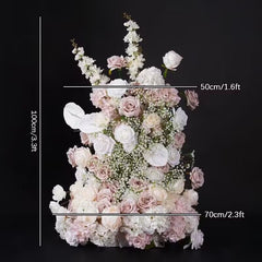 A8796 White Pink Wedding Background KT Board Rose Baby Breath Delphinium