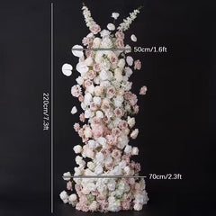 A8796 White Pink Wedding Background KT Board Rose Baby Breath Delphinium
