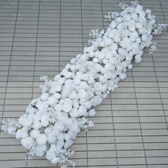 A8625 White Rose Flower Row Decor Wedding Backdrop Frame Arch