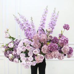 A7490 Rose Hydrangea Calla Lily Wedding Backdrop Arch Hanging Flower Row Floor Floral Arrangement