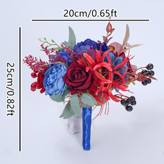 A8637 Red Blue Series Greenery Bridal Bouquet Wedding Floral