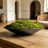 Large Preserved Moss Bowl Centerpiece 18 Inch Wabi Sabi Dining Table Decor Japandi Bronze Metal Planter Luxury Biophilic Living Room Art