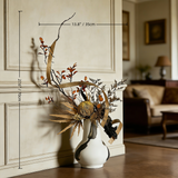 Unique Handmade Artificial Floral Art With Natural Wood Branch Arrangement(70cm*35cm) In Ceramic Vase. Indoor Plant Gift For Home & Office
