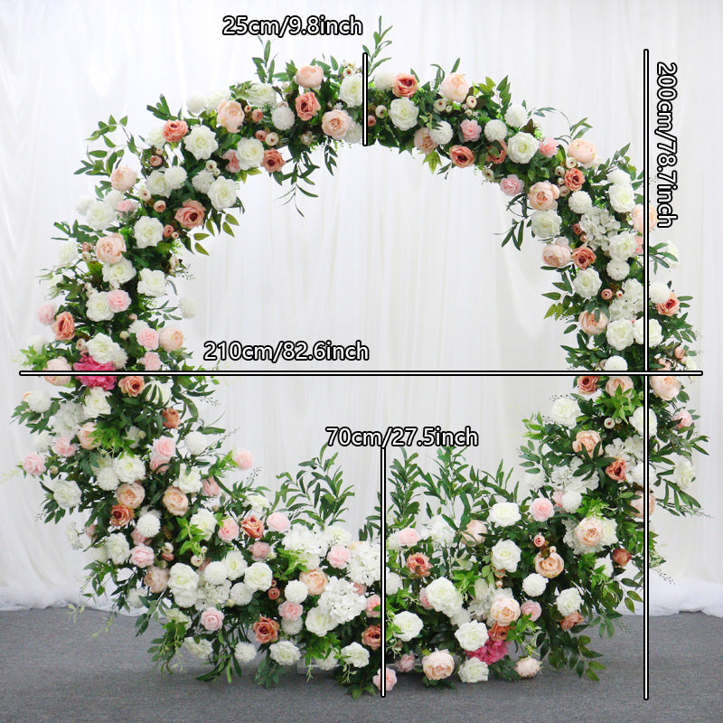 A053 A7474 Round Circle Arch With Artificial Flower Row Set Wedding Backdrop Floral Stand