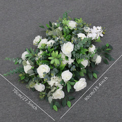 A083 A7615 White Rose Greenery Banyan Leaves Flower Arrangement Wedding Backdrop Decor Props