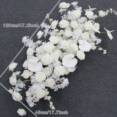 A7508 White Rose Palm Cherry Blossom Artificial Flower Row Wedding Arch Backdrop