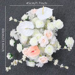 A7508 White Rose Palm Cherry Blossom Artificial Flower Row Wedding Arch Backdrop
