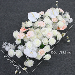 A7508 White Rose Palm Cherry Blossom Artificial Flower Row Wedding Arch Backdrop