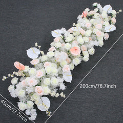 A7508 White Rose Palm Cherry Blossom Artificial Flower Row Wedding Arch Backdrop