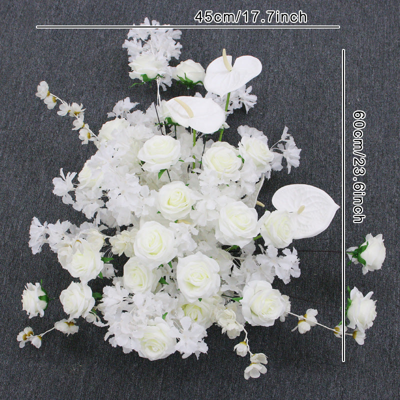 A7508 White Rose Palm Cherry Blossom Artificial Flower Row Wedding Arch Backdrop