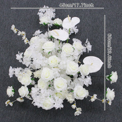 A7508 White Rose Palm Cherry Blossom Artificial Flower Row Wedding Arch Backdrop