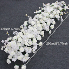 A7508 White Rose Palm Cherry Blossom Artificial Flower Row Wedding Arch Backdrop