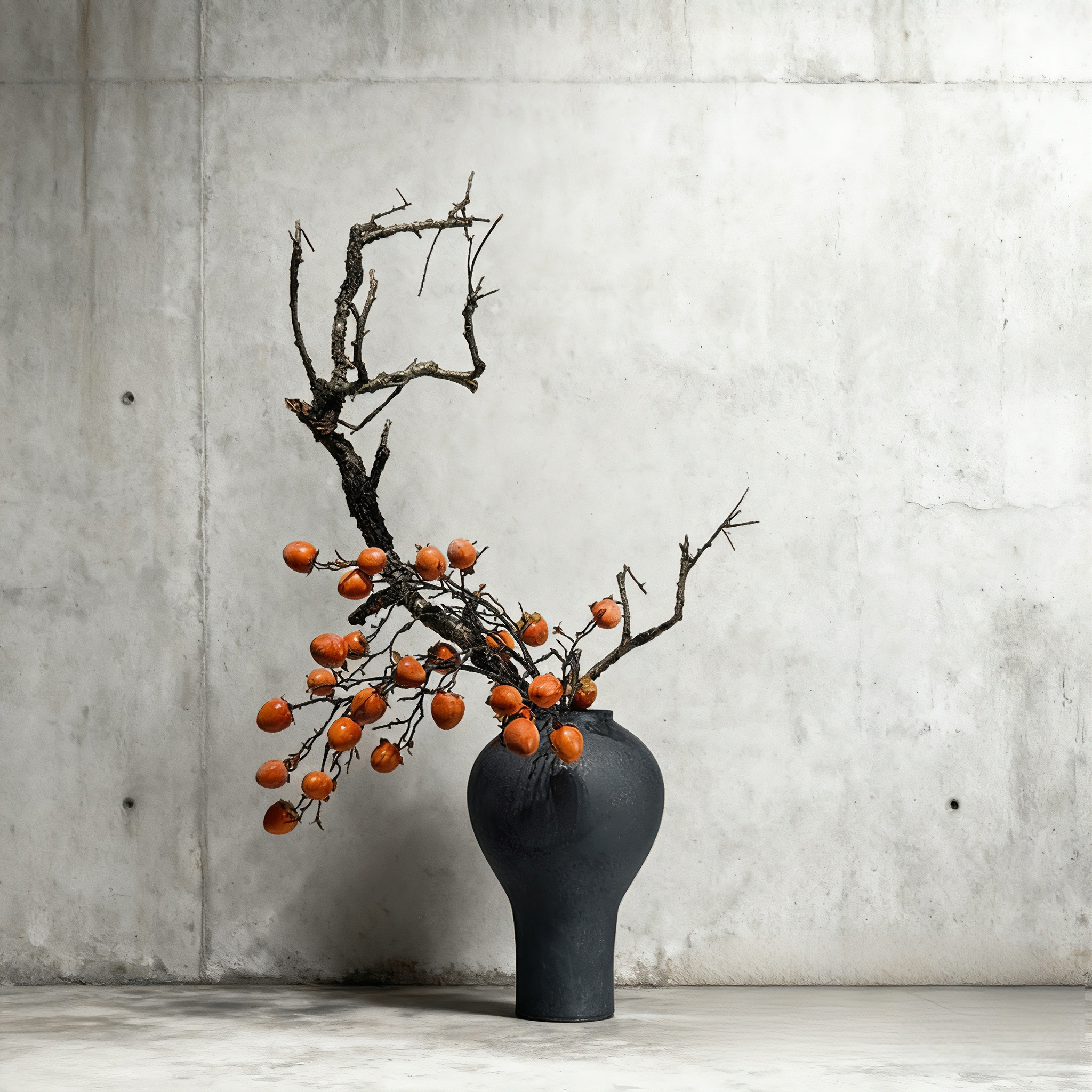 Handmade Wabi-Sabi Preserved Tree Branch Arrangement with Ceramic Vase