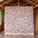 3D Pink & White Silk Flower Wall Backdrop: Wedding Event Decoration (8x8ft)