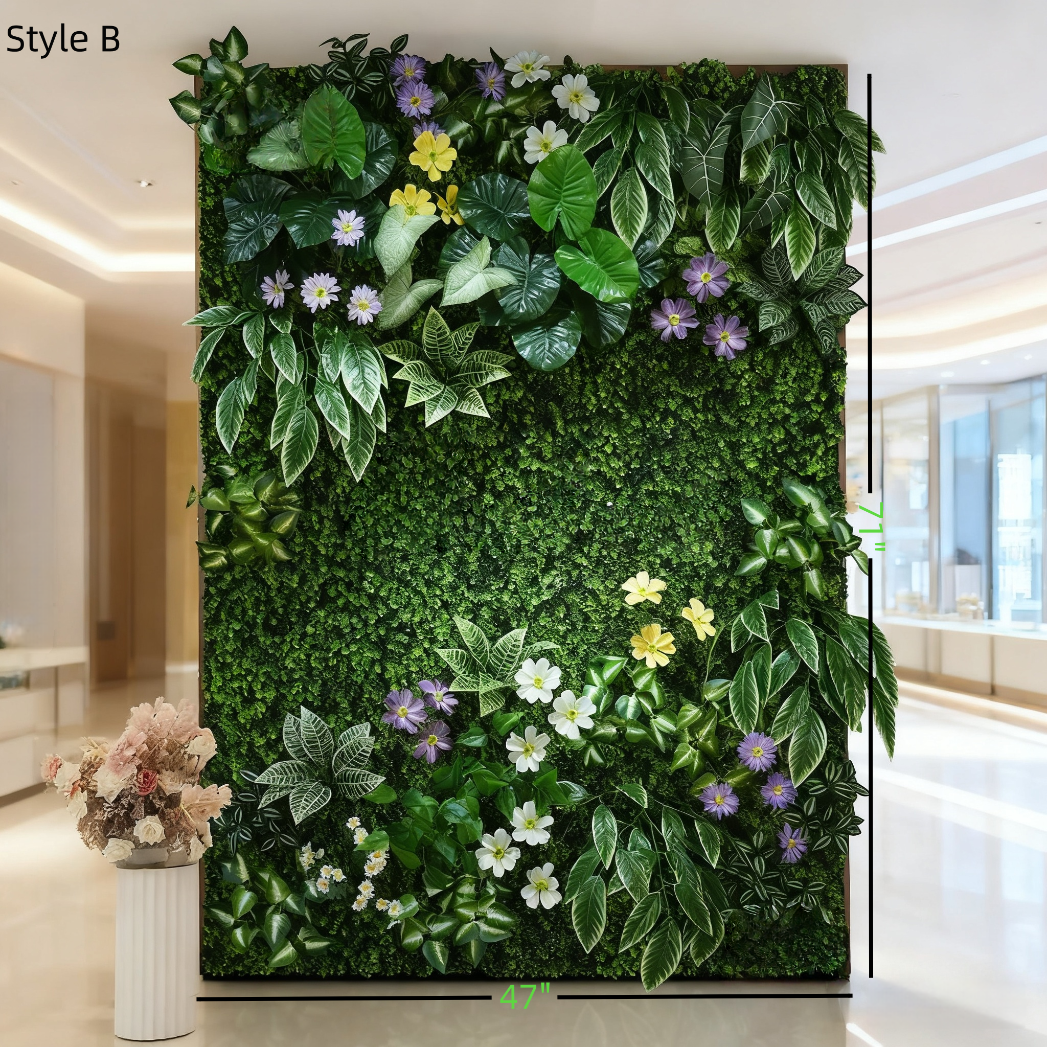 Three-Dimensional Artificial Green Plant Walls, For Home & Commercial Store Interior, Wall Or Door Decoration. Holiday Or Event Decoration.