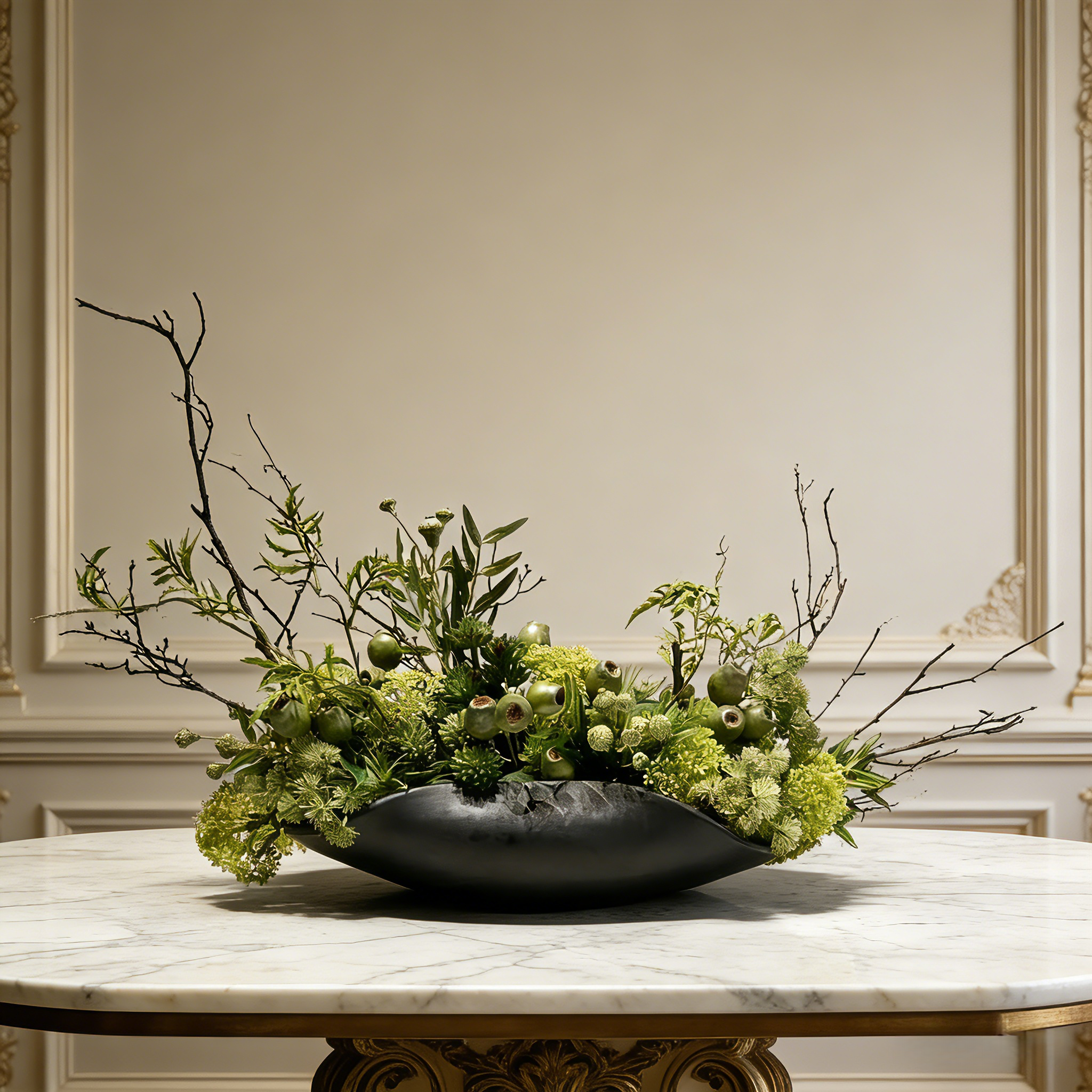 Wabi-Sabi Faux Floral Arrangement: Handmade Ceramic Vase Ornament