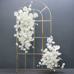 A7508 White Rose Palm Cherry Blossom Artificial Flower Row Wedding Arch Backdrop