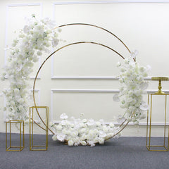 A7508 White Rose Palm Cherry Blossom Artificial Flower Row Wedding Arch Backdrop